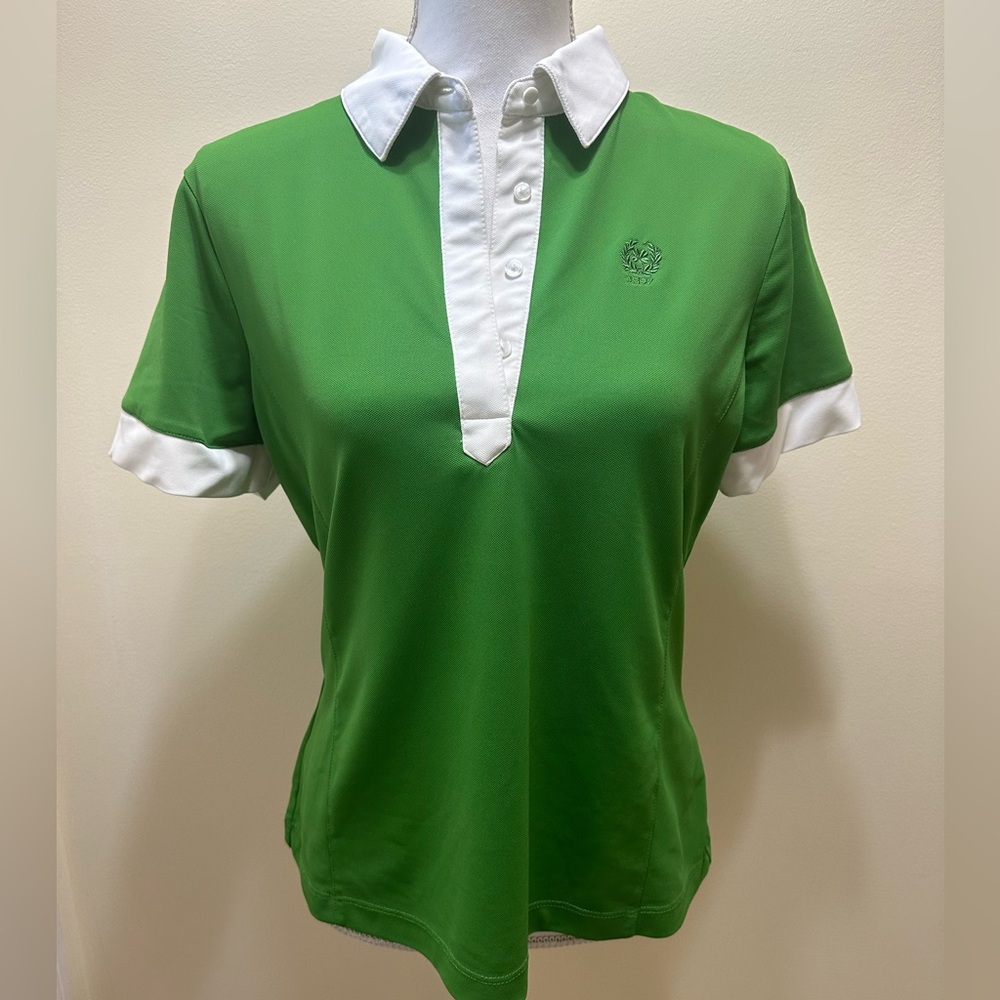 Greg Norman Golf Shirt M Green and White